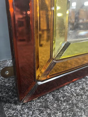 Lot 1302 - A GOOD 1930'S ART DECO COLOURED GLASS HANGING MIRROR