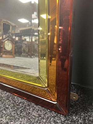 Lot 1302 - A GOOD 1930'S ART DECO COLOURED GLASS HANGING MIRROR