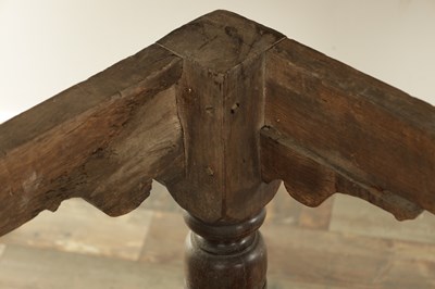 Lot 1209 - AN 17TH CENTURY OAK REFECTORY TABLE WITH ONE-PIECE TOP