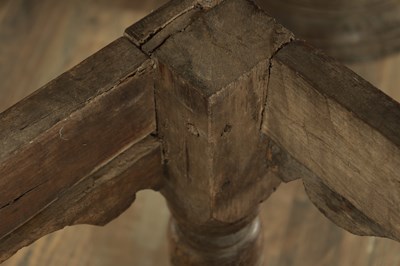 Lot 1209 - AN 17TH CENTURY OAK REFECTORY TABLE WITH ONE-PIECE TOP