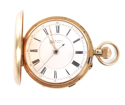 Lot 313 - THOMAS RUSSELL, LONDON. A LATE 19TH CENTURY 18CT GOLD FULL HUNTER POCKET WATCH