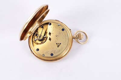Lot 313 - THOMAS RUSSELL, LONDON. A LATE 19TH CENTURY 18CT GOLD FULL HUNTER POCKET WATCH