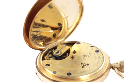 Lot 313 - THOMAS RUSSELL, LONDON. A LATE 19TH CENTURY 18CT GOLD FULL HUNTER POCKET WATCH