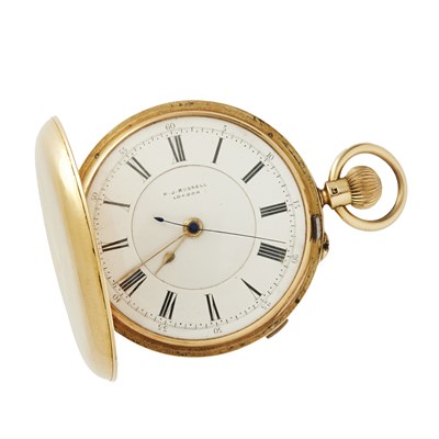 Lot 313 - THOMAS RUSSELL, LONDON. A LATE 19TH CENTURY 18CT GOLD FULL HUNTER POCKET WATCH