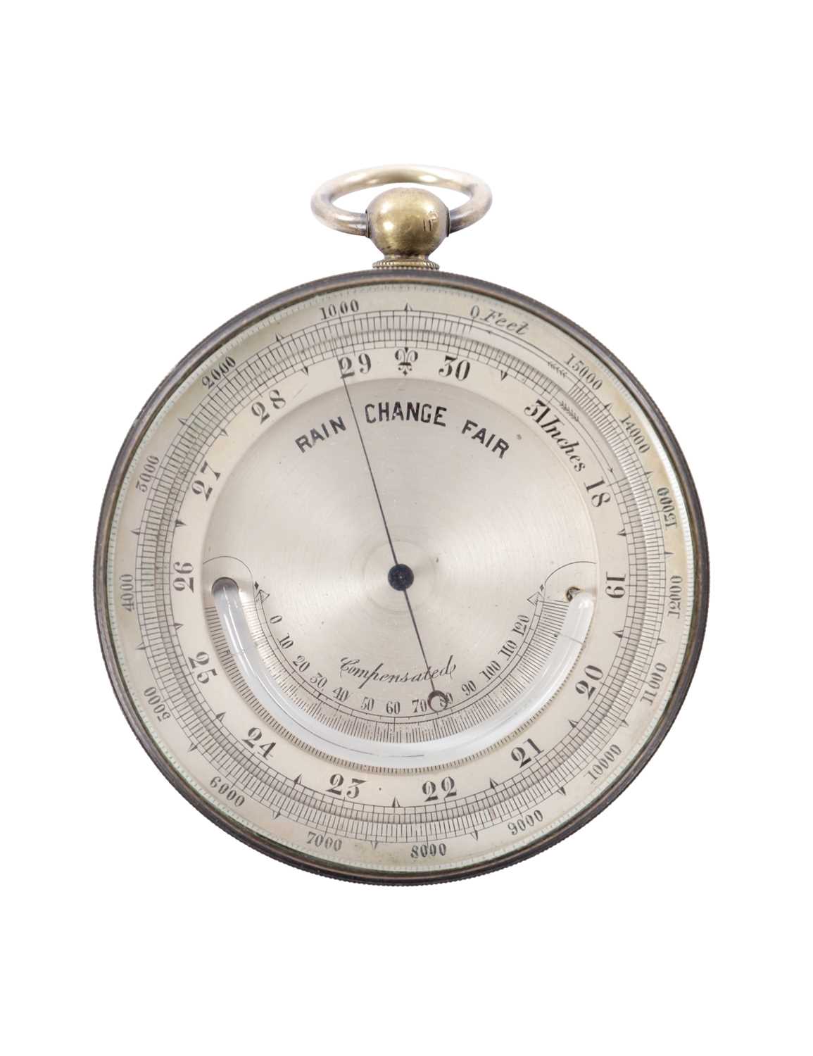 Lot 232 - A VICTORIAN BRASS ANEROID POCKET BAROMETER COMPENDIUM WITH ALTIMETER, THERMOMETER AND COMPASS