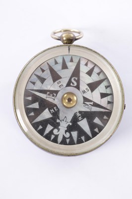 Lot 232 - A VICTORIAN BRASS ANEROID POCKET BAROMETER COMPENDIUM WITH ALTIMETER, THERMOMETER AND COMPASS