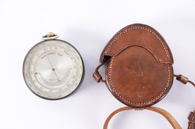 Lot 232 - A VICTORIAN BRASS ANEROID POCKET BAROMETER COMPENDIUM WITH ALTIMETER, THERMOMETER AND COMPASS