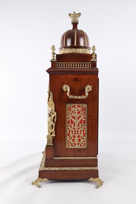 Lot 1036 - A LARGE 19TH CENTURY WALNUT AND ORMOLU MOUNTED THREE TRAIN QUARTER STRIKING BRACKET CLOCK