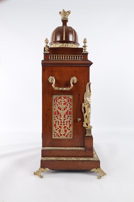 Lot 1036 - A LARGE 19TH CENTURY WALNUT AND ORMOLU MOUNTED THREE TRAIN QUARTER STRIKING BRACKET CLOCK
