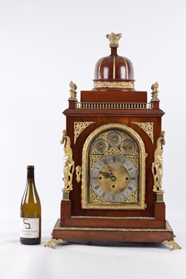 Lot 1036 - A LARGE 19TH CENTURY WALNUT AND ORMOLU MOUNTED THREE TRAIN QUARTER STRIKING BRACKET CLOCK