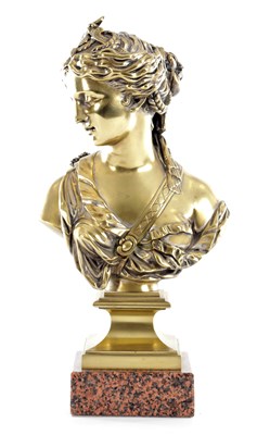 Lot 529 - AFTER JEAN GOUJON (1510 - 1565) A LATE 19TH CENTURY FRENCH GILT BRONZE BUST