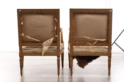 Lot 1206 - A PAIR OF 18TH CENTURY FRENCH CARVED GILT GESSO ARMCHAIRS UPHOLSTERED IN AUBUSSON TAPESTRIES