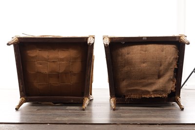 Lot 1206 - A PAIR OF 18TH CENTURY FRENCH CARVED GILT GESSO ARMCHAIRS UPHOLSTERED IN AUBUSSON TAPESTRIES