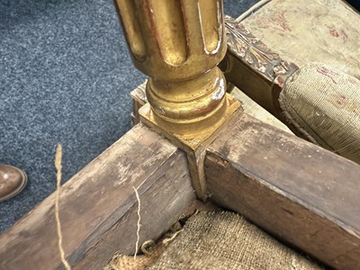 Lot 1206 - A PAIR OF 18TH CENTURY FRENCH CARVED GILT GESSO ARMCHAIRS UPHOLSTERED IN AUBUSSON TAPESTRIES