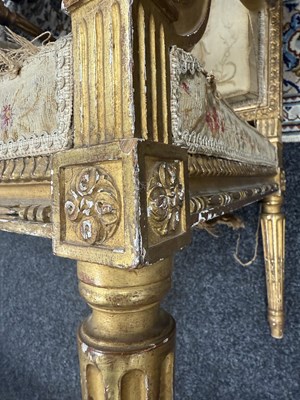 Lot 1206 - A PAIR OF 18TH CENTURY FRENCH CARVED GILT GESSO ARMCHAIRS UPHOLSTERED IN AUBUSSON TAPESTRIES
