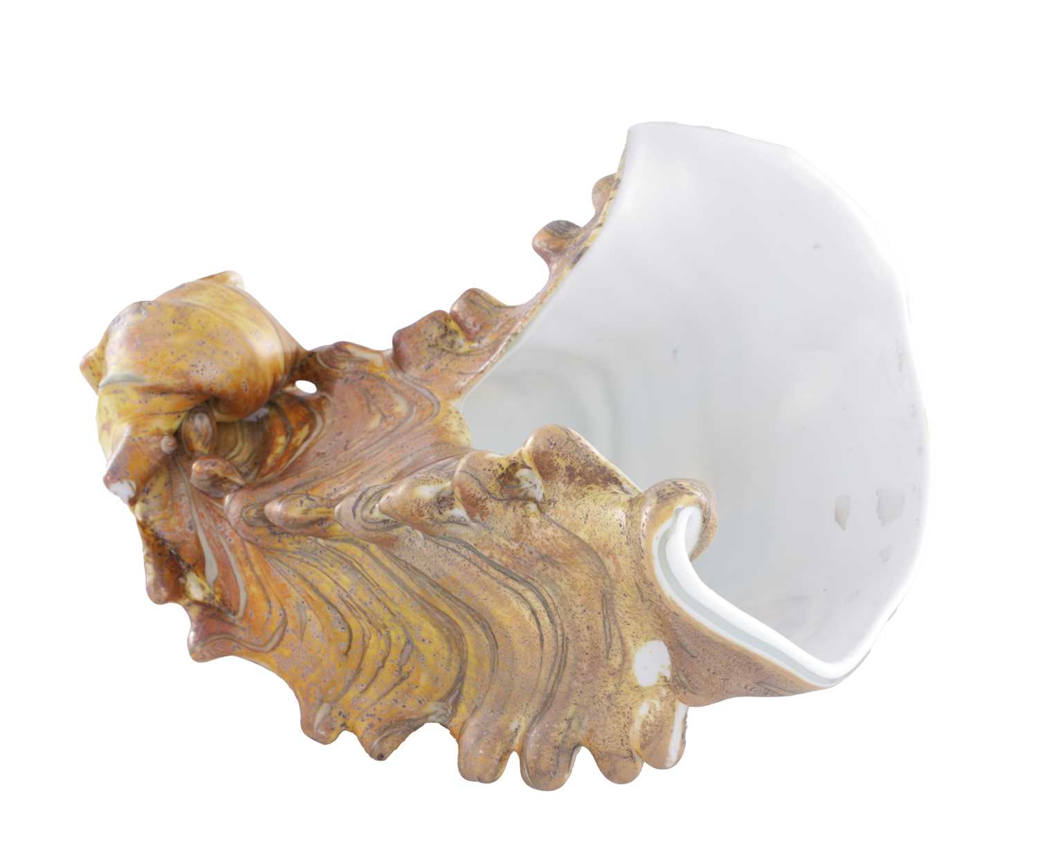 Lot 3 - A MASSIMO MICHELUZZI (B.1957) LARGE GLASS CONCH SHELL WITH OPAL INTERIOR