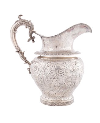 Lot 444 - A MID 19TH CENTURY AMERICAN SILVER WATER JUG
