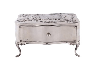 Lot 408 - A VICTORIAN SERPENTINE SILVER JEWELLERY CASKET