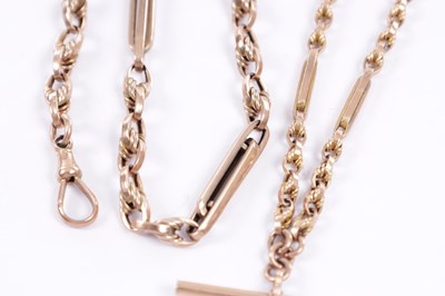 Lot 269 - A 9CT ROSE GOLD FETTER KNOT LINK DOUBLE ALBERT WATCH CHAIN NECKLACE