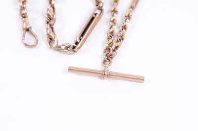 Lot 269 - A 9CT ROSE GOLD FETTER KNOT LINK DOUBLE ALBERT WATCH CHAIN NECKLACE