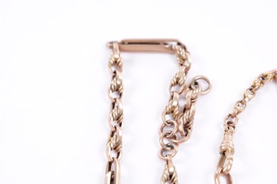 Lot 269 - A 9CT ROSE GOLD FETTER KNOT LINK DOUBLE ALBERT WATCH CHAIN NECKLACE