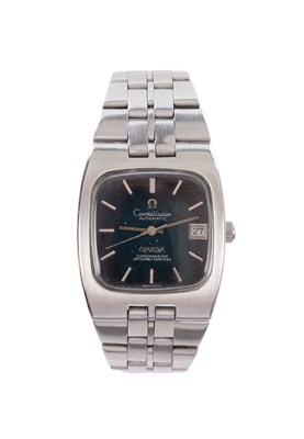 Lot 338 - A 1970'S GENTLEMAN'S STEEL OMEGA CHRONOMETER CONSTELLATION AUTOMATIC WRISTWATCH