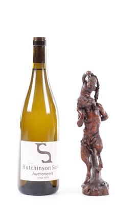 Lot 738 - AN 18TH CENTURY FLEMISH CARVED FRUITWOOD FIGURAL SCULPTURE OF YOUNG BACCHUS AND A FAUN