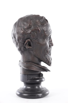 Lot 638 - A 19TH CENTURY BRONZED METAL BUST OF MICHELANGELO BUONARROTI