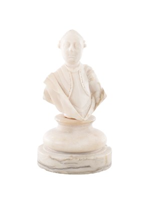 Lot 525 - AN 18TH CENTURY ALABASTER BUST POSSIBLY OF KING GEORGE III