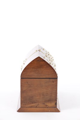 Lot 183 - A 19TH CENTURY BRASS BOUND LANCET TOP STATIONARY BOX