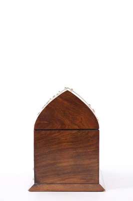 Lot 183 - A 19TH CENTURY BRASS BOUND LANCET TOP STATIONARY BOX