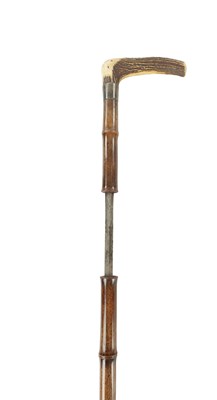 Lot 790 - A 19TH CENTURY ANTLER HANDLED SWORD STICK BY BRIGG