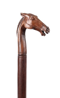 Lot 291 - A 20TH CENTURY CARVED HORSE HEAD WALKING STICK