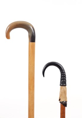Lot 222 - TWO 19TH CENTURY HORN HANDLED WALKING STICKS