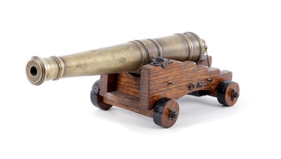 Lot 336 - A 19TH CENTURY CAST BRASS SIGNAL CANNON