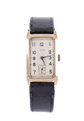Lot 341 - A GENTLEMEN'S 9CT ARISTO ART DECO WRISTWATCH