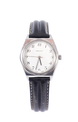 Lot 350 - A MID 20TH CENTURY STAINLESS STEEL ZENITH WRISTWATCH