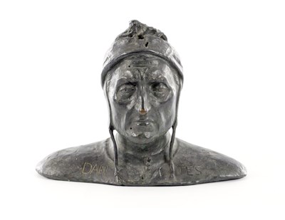 Lot 637 - A 19TH CENTURY ITALIAN DANTES BRONZE BUST