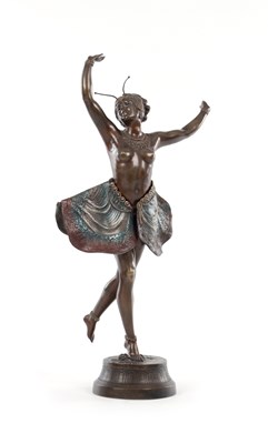Lot 646 - RICHARD THUSS (d. 1945) AN EARLY 20TH CENTURY PATINATED AUSTRIAN COLD PAINTED BRONZE SCULPTURE