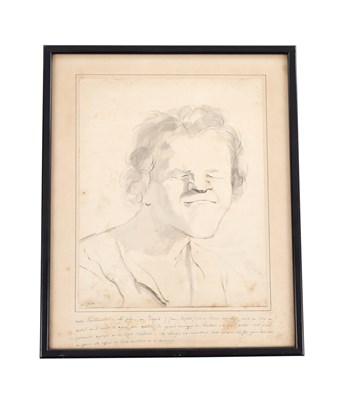 Lot 840 - AFTER GUERCINO (ITALIAN 1591-1666). AN 18TH CENTURY CARICATURE OF A YOUTH