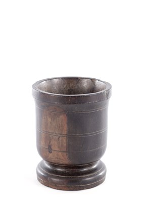 Lot 723 - A 17TH CENTURY ENGLISH LIGNUM VITAE MORTAR