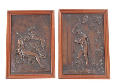 Lot 671 - AFTER THE ANTIQUE A PAIR OF 19TH CENTURY BRONZED COPPER RELIEF PANELS