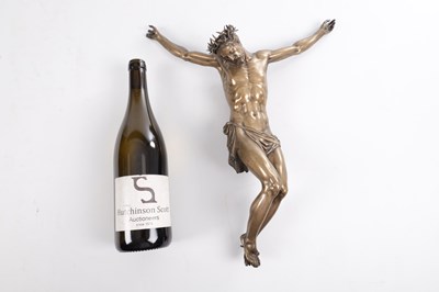 Lot 522 - A 17/18TH CENTURY BRONZE SCULPTURE CORPUS CHRISTI OF JESUS CHRIST CRUCIFIED