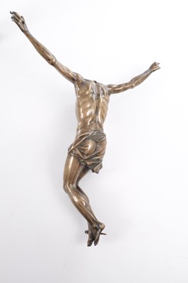 Lot 522 - A 17/18TH CENTURY BRONZE SCULPTURE CORPUS CHRISTI OF JESUS CHRIST CRUCIFIED