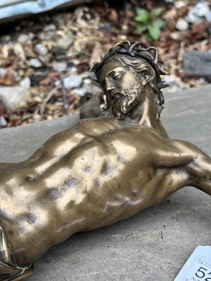 Lot 522 - A 17/18TH CENTURY BRONZE SCULPTURE CORPUS CHRISTI OF JESUS CHRIST CRUCIFIED