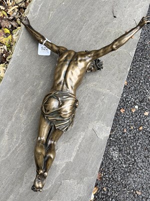 Lot 522 - A 17/18TH CENTURY BRONZE SCULPTURE CORPUS CHRISTI OF JESUS CHRIST CRUCIFIED