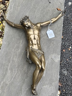 Lot 522 - A 17/18TH CENTURY BRONZE SCULPTURE CORPUS CHRISTI OF JESUS CHRIST CRUCIFIED