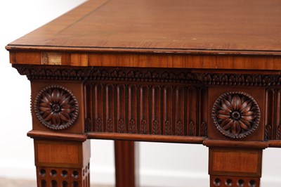 Lot 1152 - IN THE MANNER OF SIR WILLIAM CHAMBERS (1723–1796) CIRCA 1775 A GEORGE III FUSTIC, PADOUK CROSSBANDED AND MARQUETRY SIDE TABLE