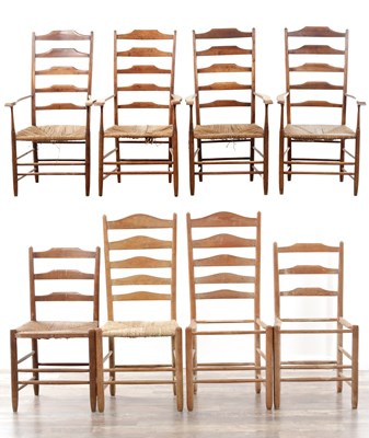 Lot 1135 - ATTRIBUTED TO PHILIP CLISSETT (1817-1913) AN ARTS AND CRAFTS SET OF EIGHT 'CLISSETT' CHAIRS
