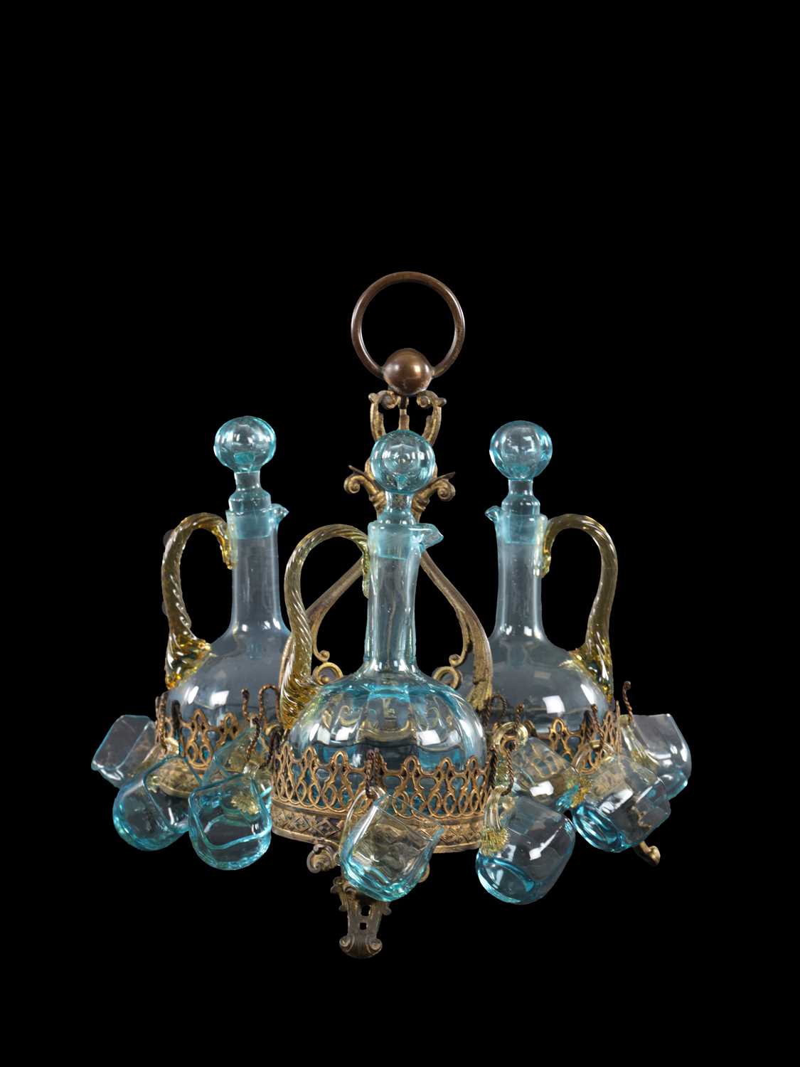 Lot 7 - A LATE 19TH CENTURY VENETIAN GLASS DECANTER SET